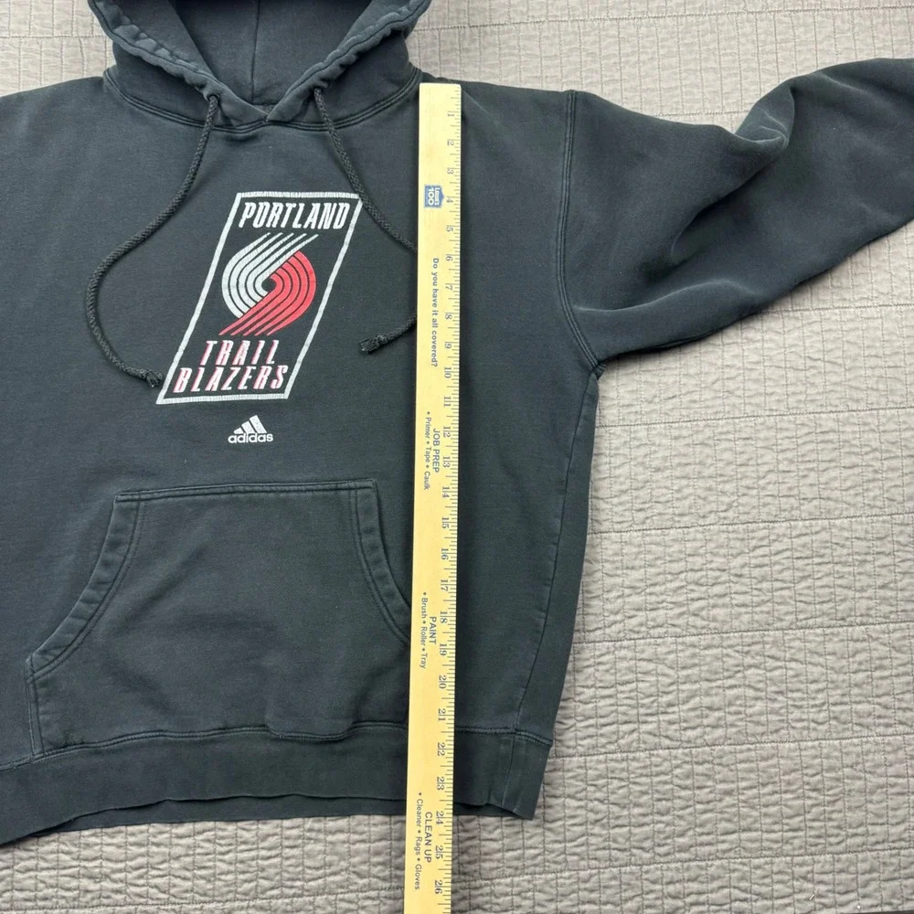 Y2K Adidas Portland Trail Blazers Hoodie Men Medium Black NBA Sports Sweatshirt